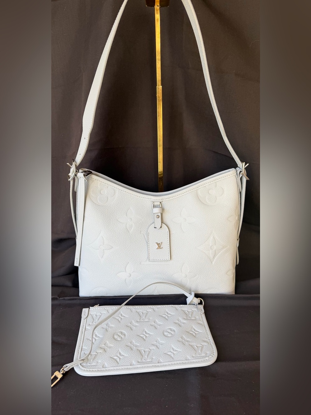 Designer inspired baby blue Embossed Leather Shoulder Bag